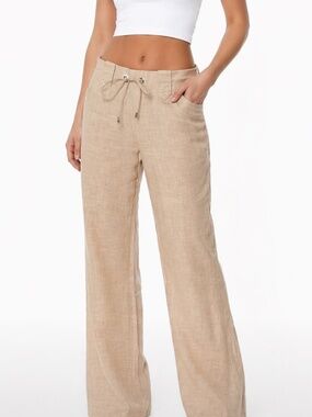 NIKIBIKI Linen Pants Wide Leg Elastic Waist Beach Lounge Small